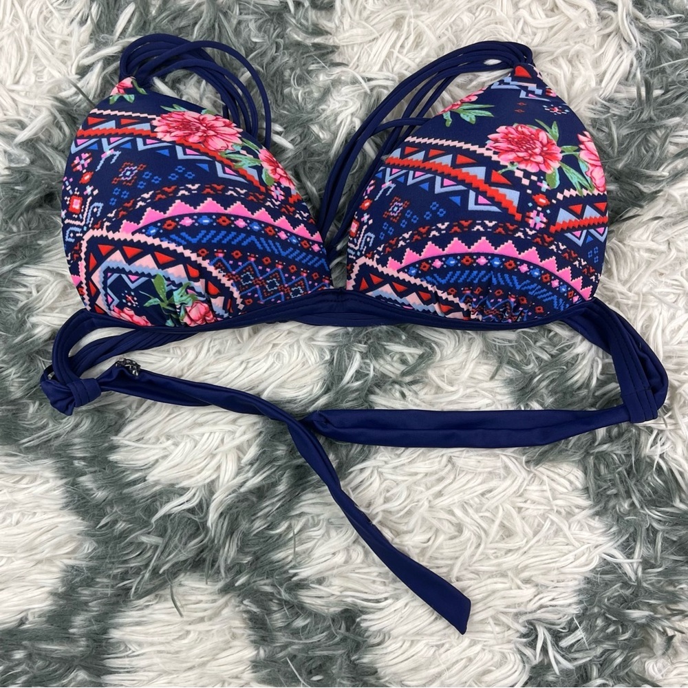 Malibu Dream Girl Women's Multi-Color Aztec Bikini Top Size Medium